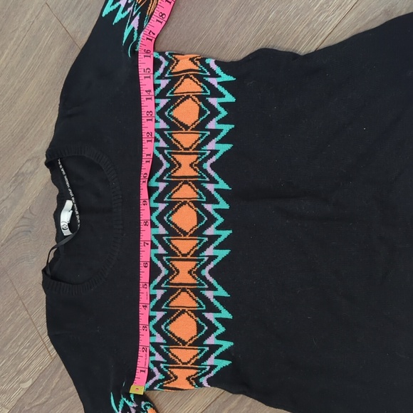 VOLCOM | knit black, orange, teal sweater, crew neck, long sleeve, size small - Picture 4 of 7